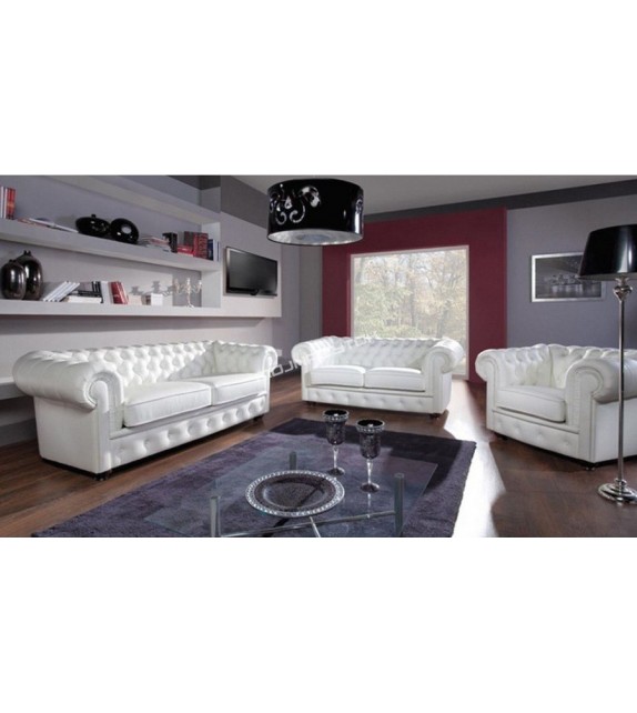 PYKA CHESTERFIELD 3R+2+1 Kožená sedacia súprava Swarovski