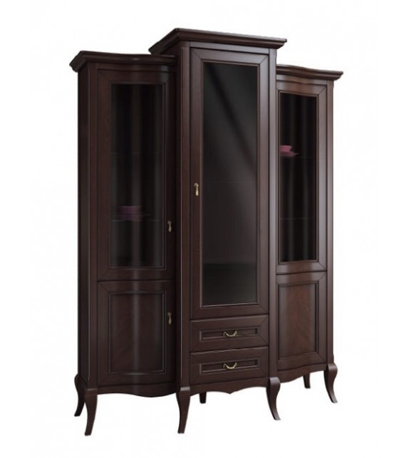 GLOBAL WIKTORIA 3DS2D2SZ Vitrína s ohnutými dverami masívny sektorový nábytok