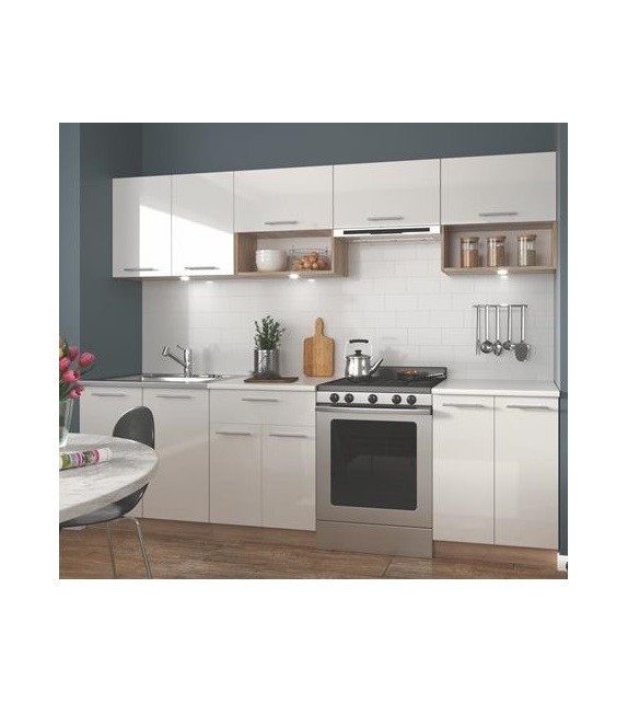 BRW VIOLA 200+60 Kuchynská linka biely lesk